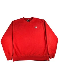 Nike Sweater Mens Red Sweatshirt Logo Swoosh Long Sleeve Crew Neck size L - Picture 1 of 17