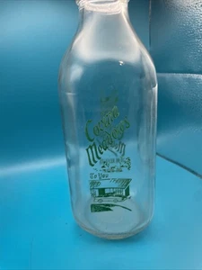 Botella de leche de vidrio vintage Covina Meadows de un cuarto, Los Ángeles, CA RARA - Imagen 1 de 3