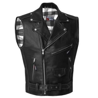 Chaleco clásico de cuero de búfalo para motociclista chaleco de crucero vintage para hombre Foto 1 de 4