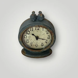 Creative Co-Op Gray Pewter Rustic Mantel Clock Birds Cottage Core - Picture 1 of 5