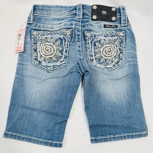 NWT Miss Me Girls Bermuda Embellished Shorts Sz 7 Youth JK7513M - FAST SHIP! - Picture 1 of 6