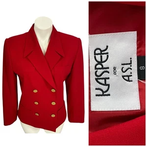 Blazer Kasper Mujer Talla 8 Rojo Chaqueta Oficina Corpcore Carrera Sala de Juntas Ropa de Trabajo - Imagen 1 de 16