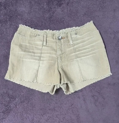 Y2K Let Me B. Bongo 卡其色磨损牛仔短裤 2000 年代复古 9 码 — 第 1/4 张图片