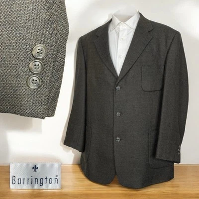 Abrigo deportivo Barrington para hombre 46R verde marrón lana de cordero peinada tres botones Foto 1 de 4