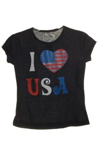 Girls USA Olympics Toddler Heart Glitter Top Shirt 2T 3T 4 5 6 6X 7 8 10 12 NEW - Picture 1 of 1