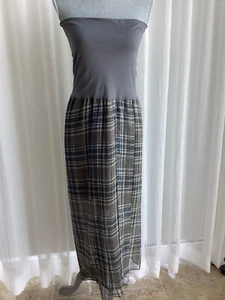 Brunello Cucinelli Silk Organza Plaid Print Long Dress Size IT 44 US 8 M - Picture 1 of 7