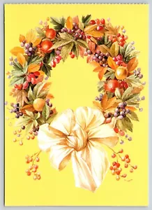 Postal Feliz Acción de Gracias Corona en Otoño Colores Decoración de Saludo Americana - Imagen 1 de 2