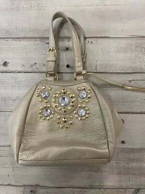 BOLSO MONEDERO ELLIOTT LUCCA CUERO TOSTADO AÑOS 90 ESTRÁS TACHUELAS NACARADO Excelente Foto 1 de 4