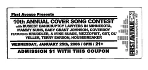 Konzertkarte Stub First Avenue Minneapolis 10th Annual Cover Song Contest 2006 - Bild 1 von 2