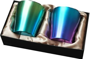 HORIE Titan Doppel Becher Limitiertes Modell Grün & Blau 2 Farben Set Geschenk Japan - Bild 1 von 6