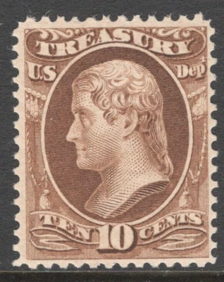 1879 Treasury Dept O111 10c Brown MNH OG VF ABN American Bank Note Official Use - Image 1 of 3