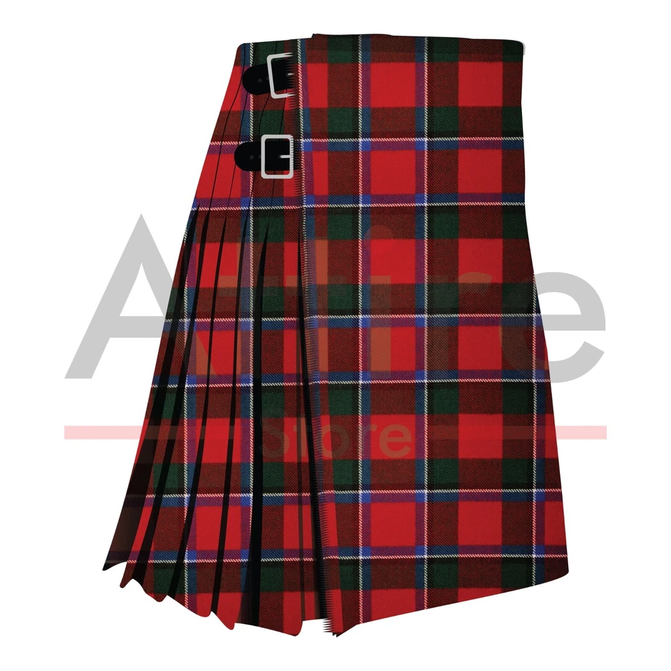 ATTIRESTORE Scottish Handmade Traditional Sinclair Red Tartan Kilt - Sinclair Clan Tartan