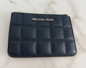 Michael Kors Jet Set Viaje Pequeño Top Cremallera Monedero Porta Identificación Azul Marino Nuevo - Imagen 1 de 4