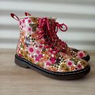 Dr Martens Delaney Floral Boots Butterflies Girls Pink 34 Eu 2 Uk Worn 