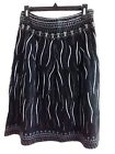 Women's Skirt 6 Dizzy Lizzie 100% Linen Embroidered Sequins Beaded Black/White