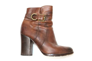 Frye Parker Women's Ankle Brown Leather Zip Block Stack Heels Boots 3476631 6.5 - Picture 1 of 12