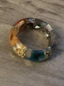 Clear Ring with Colorful Details - Unique Piece - Size 6 - Picture 1 of 5