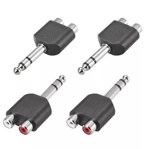6.35mm Mâle à 2 RCA Femelle Séparateur Noir 4Pcs Stéréo Audio Câble Convert - Photo 1/3