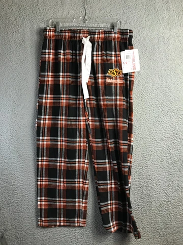 Sideline Apparel OSU Oklahoma Pants Women L Plaid Lounge Sleep Pajama Bottom NWT Cover