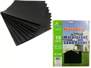 SANDING SHEETS Wet/Dry Silicon Carbide Waterproof Sandpaper Assorted Grits 9x11" - Picture 1 of 11
