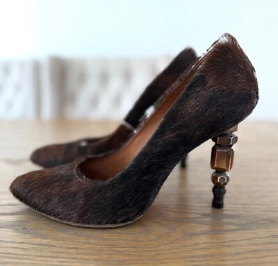 Allsaints Shoes Brown Pony Fur Court Heels Pointed Toe Size 8 UK 41 EU - Image 1 of 4