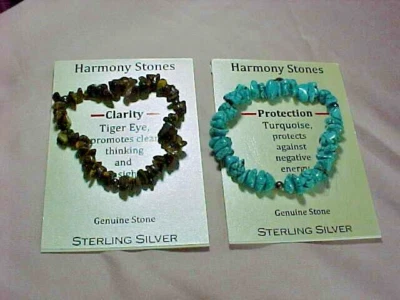 Pulseras pepitas de turquesa y ojo de tigre genuinas cuentas de ley Foto 1 de 4