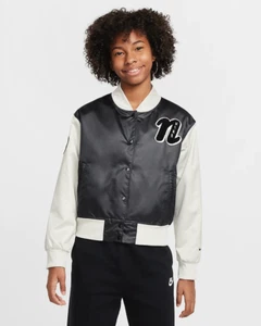 Nike Girl's Varsity Jacket (Black) - New ~ FZ5563 010 - BH - Picture 1 of 9