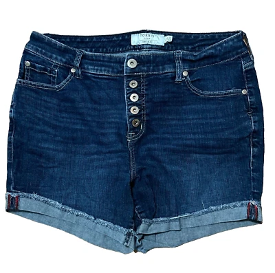 Pantalones Cortos Torrid Botón Oscuro Mosca Denim Tiro Medio Talla Grande Jean Plegado Elástico 14 Foto 1 de 4