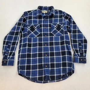 Duluth Trading Heavyweight Blue Plaid Flannel Shirt Men Long Sleeve Size M - Picture 1 of 5