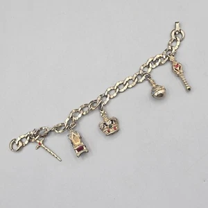 "Brazalete de Colección Coro Dije Tono Dorado Corona Cetro Trono 6,5" - Imagen 1 de 12