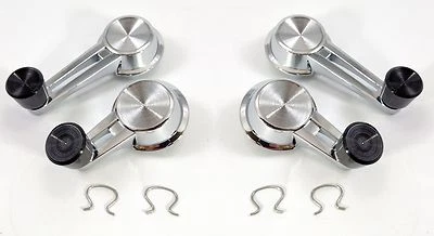Set Vent & Door Window Crank Handles Chrome w/ Black Knobs for 1961-1964 Chevy - Image 1 of 4