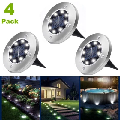 4Stk 12LEDs Solarleuchte Bodenstrahler Außen Gartenleuchten Solarlampen - Bild 1 von 4