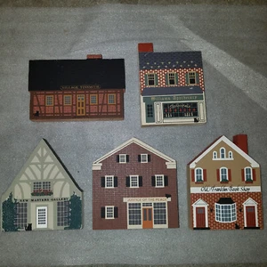 Lot of 5 A Cat's Meow buildings 1990 series VII Book Shop Tinsmith Justice - Picture 1 of 1