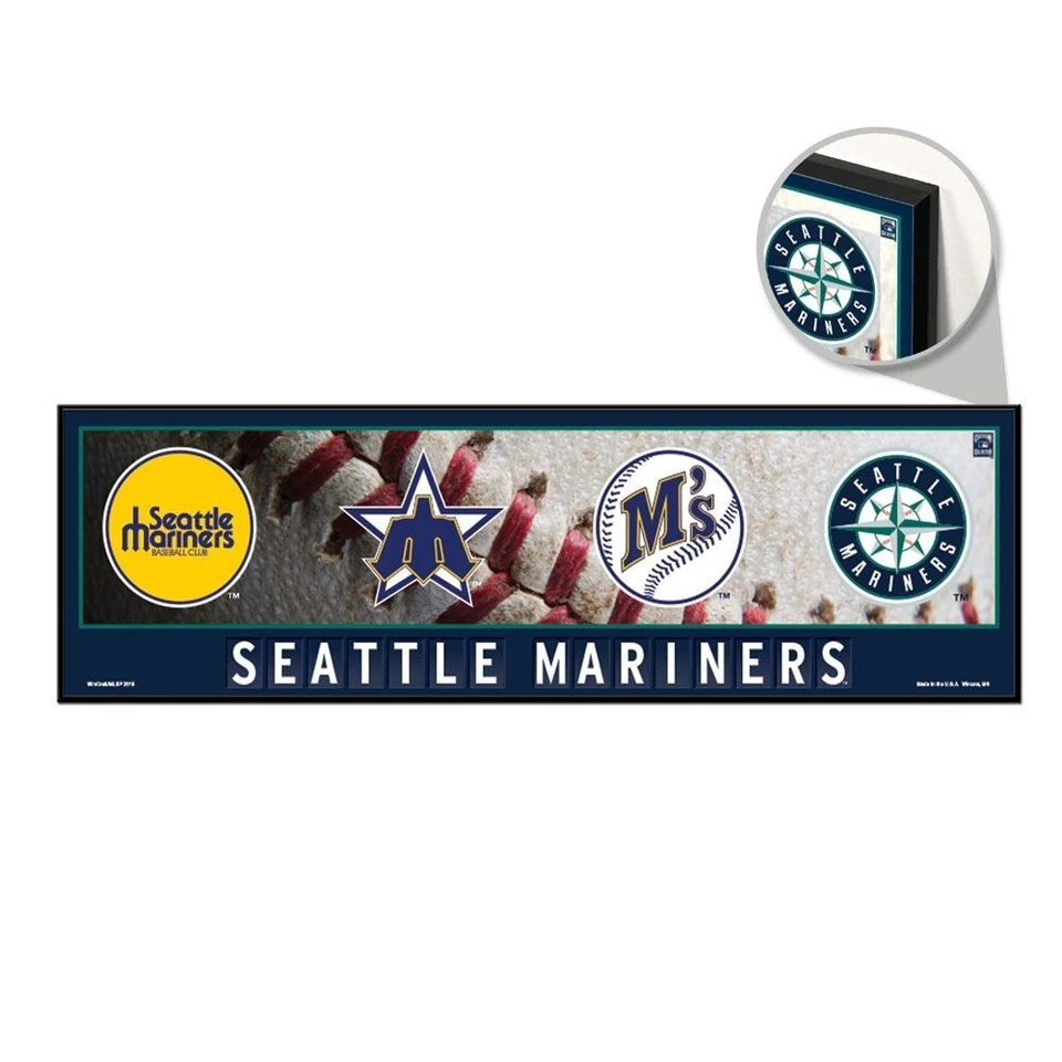 SEATTLE MARINERS RETRO LOGO'S COOPERSTOWN COLLECTION WOOD SIGN 9"x30" WINCRAFT - Image 1 of 1