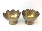 Unmatched Pair Of India Brass Metal Bowls Decorative 9025 Gold Colored
