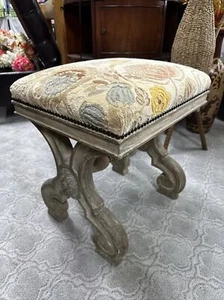 Rustic Wood Stool Dennis & Leen 17.5” x 16” x 20” Organic and Floral Design - Picture 1 of 11