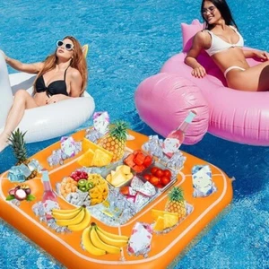 Inflatable Pool Party Tray Float for Drink Snack Holder Floating Card Game Table - Picture 1 of 10