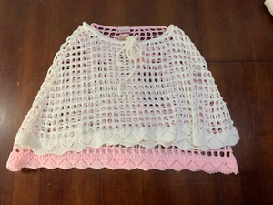 Lot of 2 Girls Crochet Shawls Xhilaration-Size M-XL Pink White Loose Knit Dressy - Picture 1 of 8