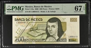 Mexico, Banco de Mexico P#119a 2000 200 Pesos PMG Superb Gem UNC 67 EPQ - Picture 1 of 2