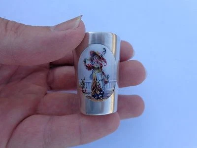 Finales de 1800 Alemán 800 Plata Miniatura Esmalte Victoriano Renoir Dama Copa Cáliz!  Foto 1 de 4
