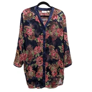 Vtg Victoria Secret Gold Label Satin Sleep Shirt Nightgown Paisley￼ Floral Small - Picture 1 of 4