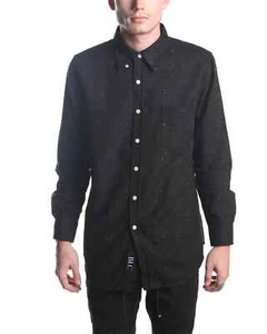 Mens Long Sleeve Button Down Wool Blend X Large Slim fit Black Speckled Shirt - Picture 1 of 12