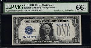 1928D $1 Silver Certificate FR-1604 D-B Block - Graded PMG 66 EPQ - Picture 1 of 2