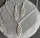 Celtic Knot Irish Viking Drop Vintage Hollow Necklace And Earring Jewelry Set