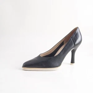 Sergio Rossi Heels Pumps Black Leather Mid Pointy Toe Women Shoe Size US 6 EU 36 - Picture 1 of 10