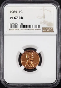 1964 Proof Lincoln Cent graded PF 67 RD by NGC! sku 136 - Picture 1 of 4