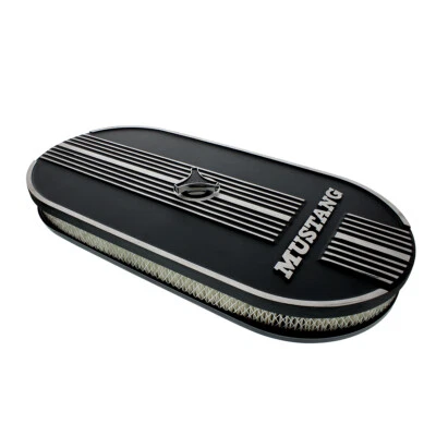 Aluminum Mustang Script Oval Air Cleaner For Single 4 Barrel Carburetor Foto 1 de 3