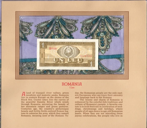 Most Treasured Banknotes Romania 1966 P-91 1 Leu UNC A.0030 118723 Cover