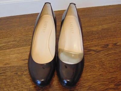 RALPH ALUREN 女士专利楔形经典鞋,尺寸 9M,全新无标签 — 第 1/4 张图片