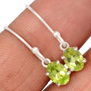 Natural Peridot 925 Sterling Silver Earrings Jewelry CE47915 - Picture 1 of 1
